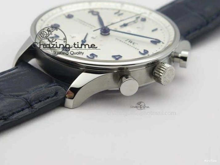 MIROTIME 0424 UrbanStyle Portuguese IW371446 ZF 1:1 Best Edition SS White Dial Blue Markers On Blue Leather Strap  A79350 V 7270